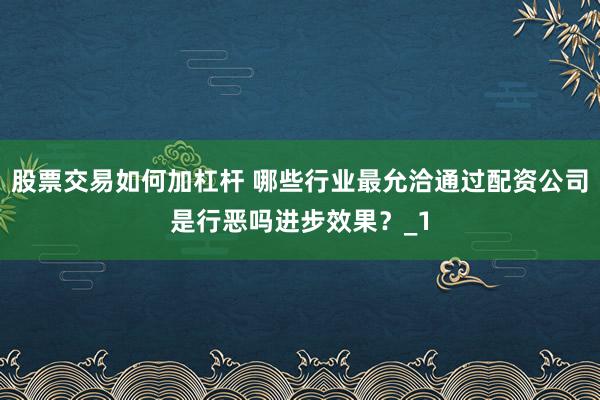 股票交易如何加杠杆 哪些行业最允洽通过配资公司是行恶吗进步效果？_1