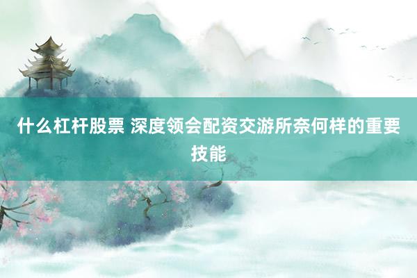 什么杠杆股票 深度领会配资交游所奈何样的重要技能